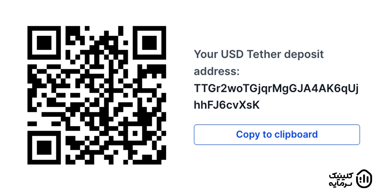 آدرس کیف پول برای شما نمایش داده می شود و میتوانید ارز به کیف پول صرافی بیت مکس ارسال کنید.