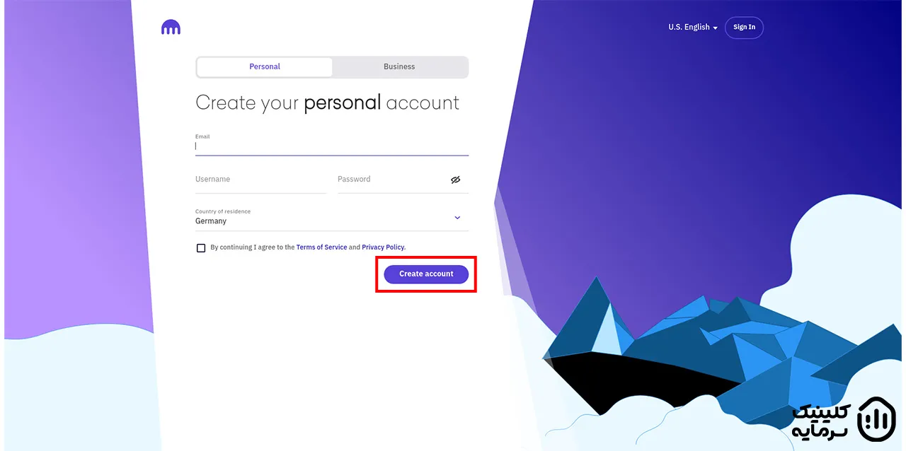 برای ساخت حساب در این صرافی در صفحه ی جدید ایمیل، نام کاربری و کلمه عبور را مشخص کنید.